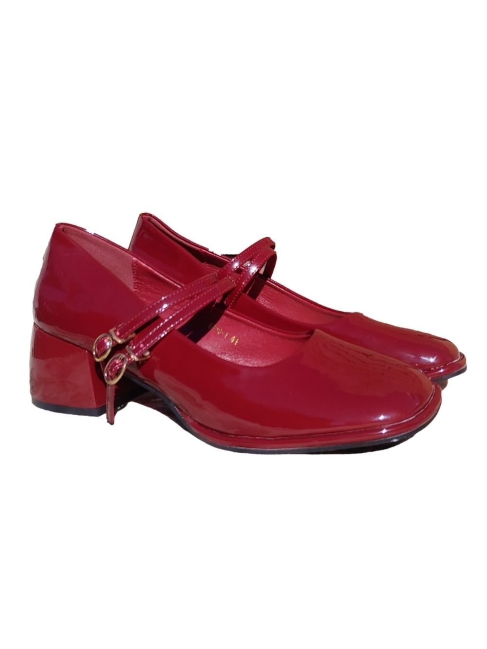 Women's Patent Burgundy Mary Jane Shoes with Block Heels size US 10 Euro 41 - Picture 6 of 17